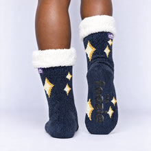 Load image into Gallery viewer, The Foozie™ Sparkles slipper socks, heel and non-slip grips