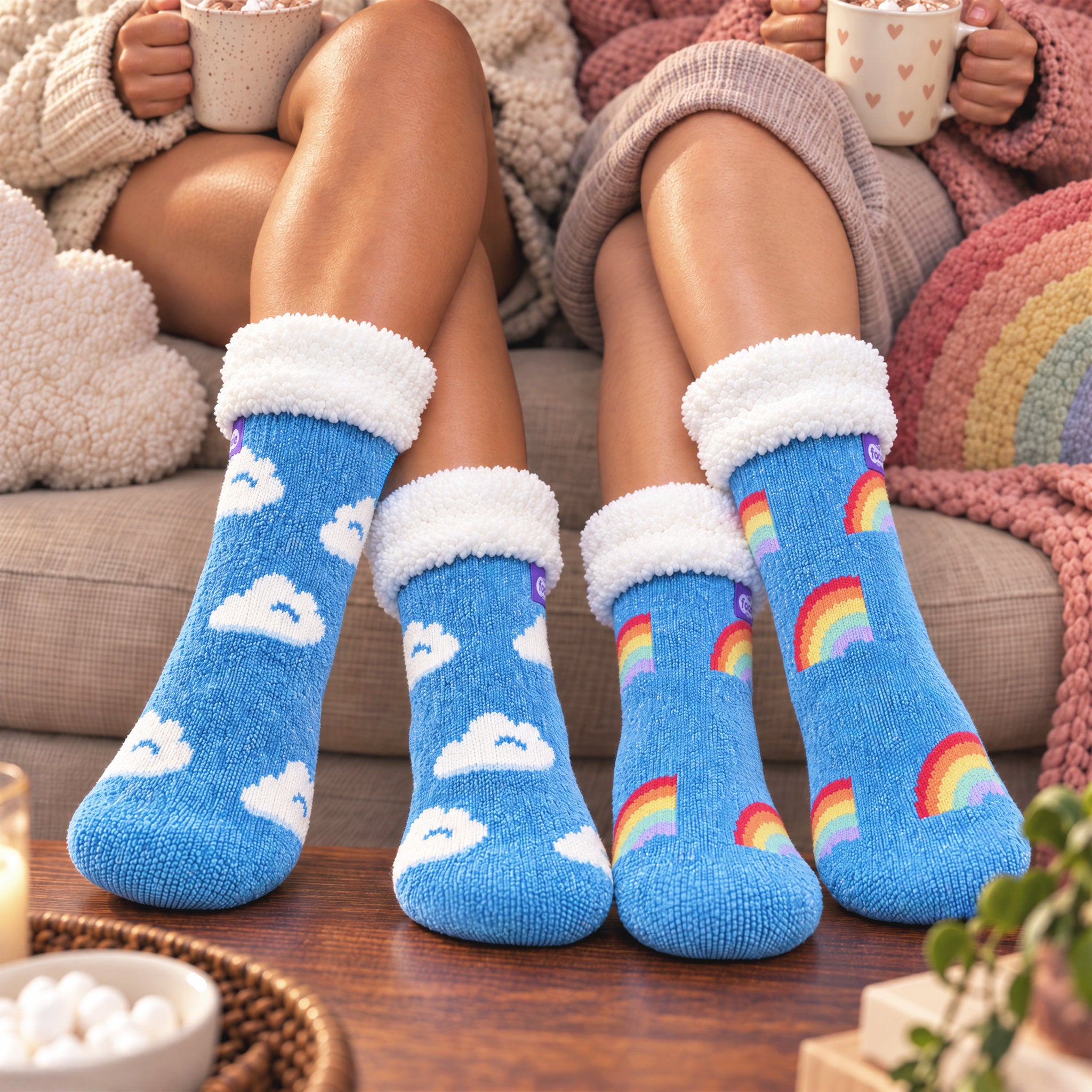 The Foozie™ Cloud 9 Bundle, worn on the sofa
