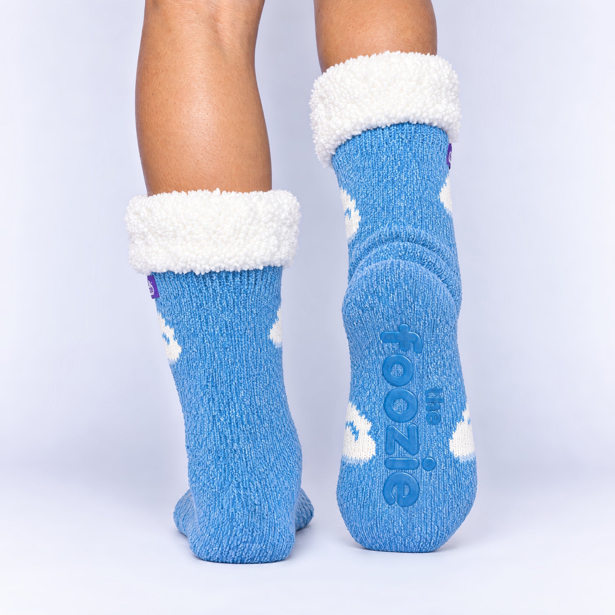 The Foozie™ Cloud slipper socks, heel and non-slip grips