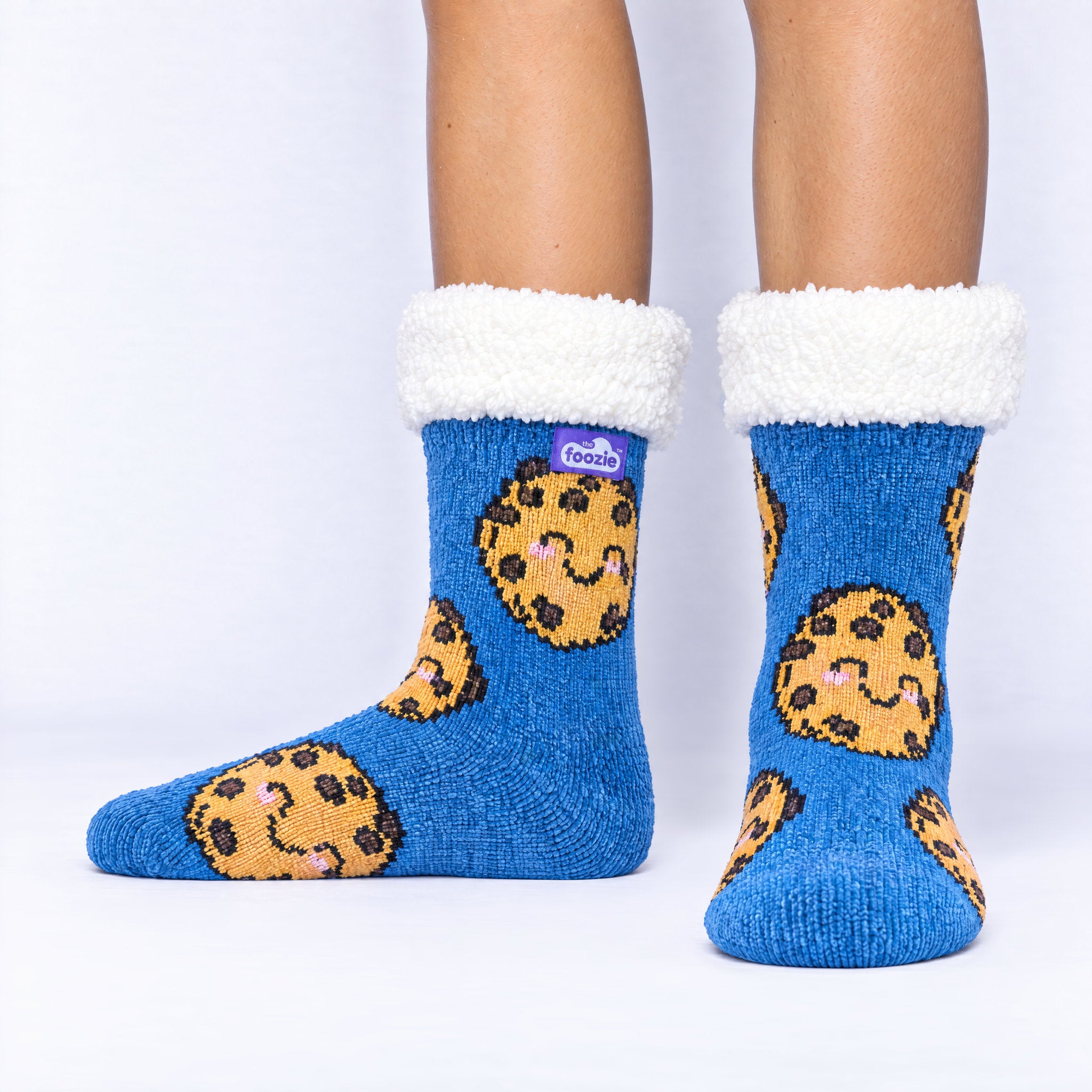 The Foozie™ Cookie slipper socks, front view