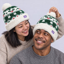 Load image into Gallery viewer, The Foozie™ Holly Christmas Beanie, worn by a couple
